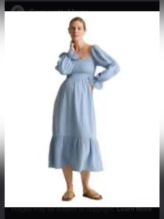 Quince Dresses & Skirts - Quince Light Blue Puff-Sleeve Midi Dress- Maternt